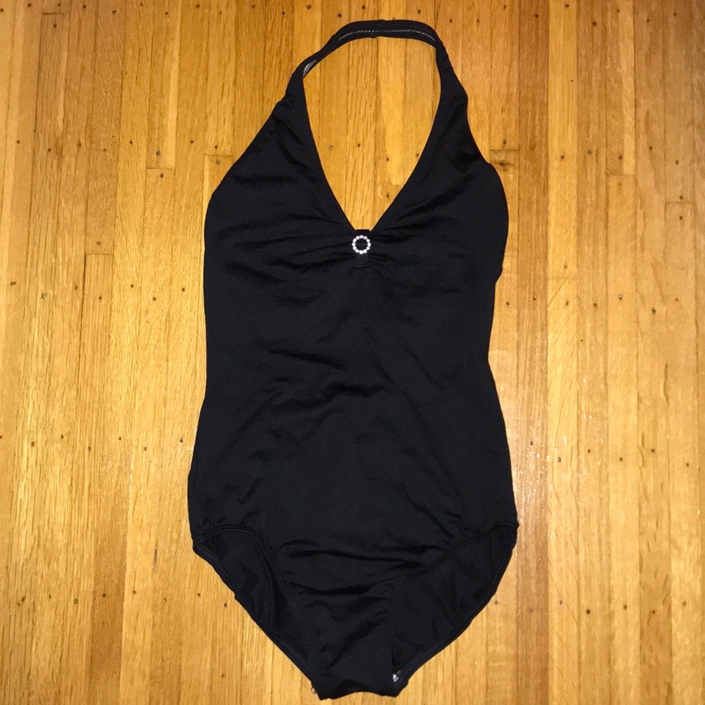 Black halter dance leotard